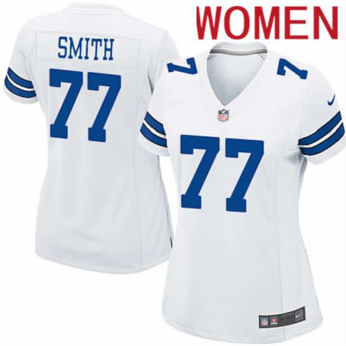 Women Dallas Cowboys 77 Tyron Smith Nike White Team Game NFL Jersey